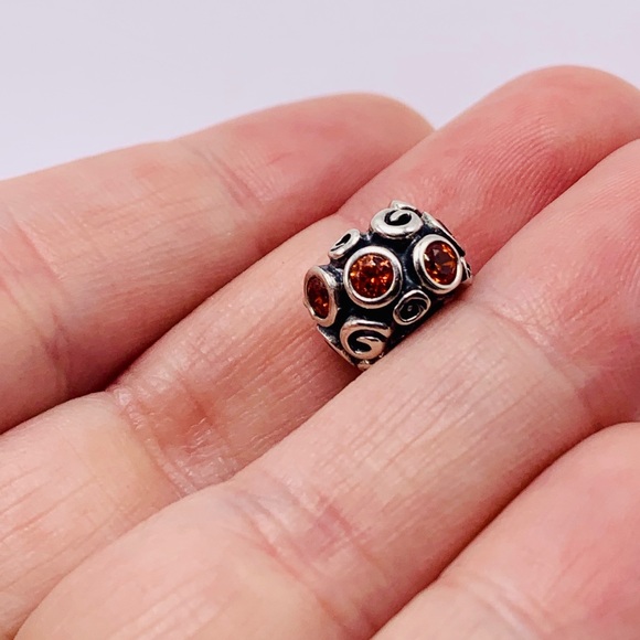 EUC Pandora 790330OCZ Sterling Silver Primrose Path Charm w/ Orange Zirconia - Picture 2 of 9